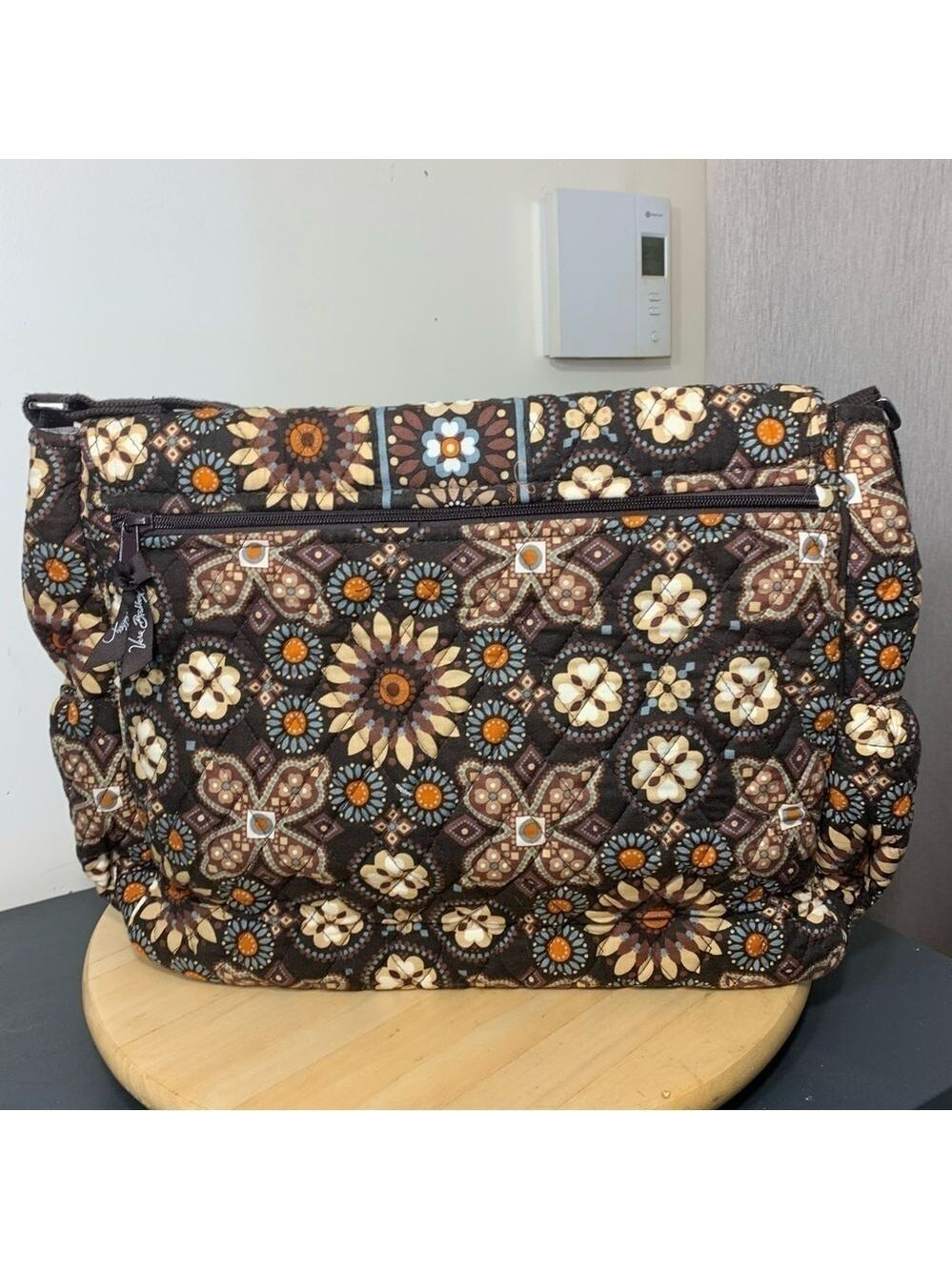 Vera Bradley Crossbody Baby Diaper Messenger Floral Travel Bag Brown Ajust Strap - Picture 12 of 13